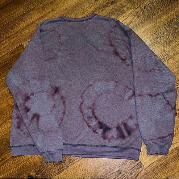 Vintage Hanes Sunburst Tie-Dye Purple Gray Long Sleeve Pullover Sweater Size L - Picture 6 of 14